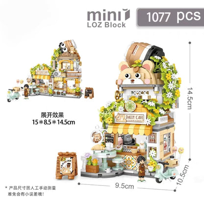 Cute building block set Little Bear Coffee Shop edition