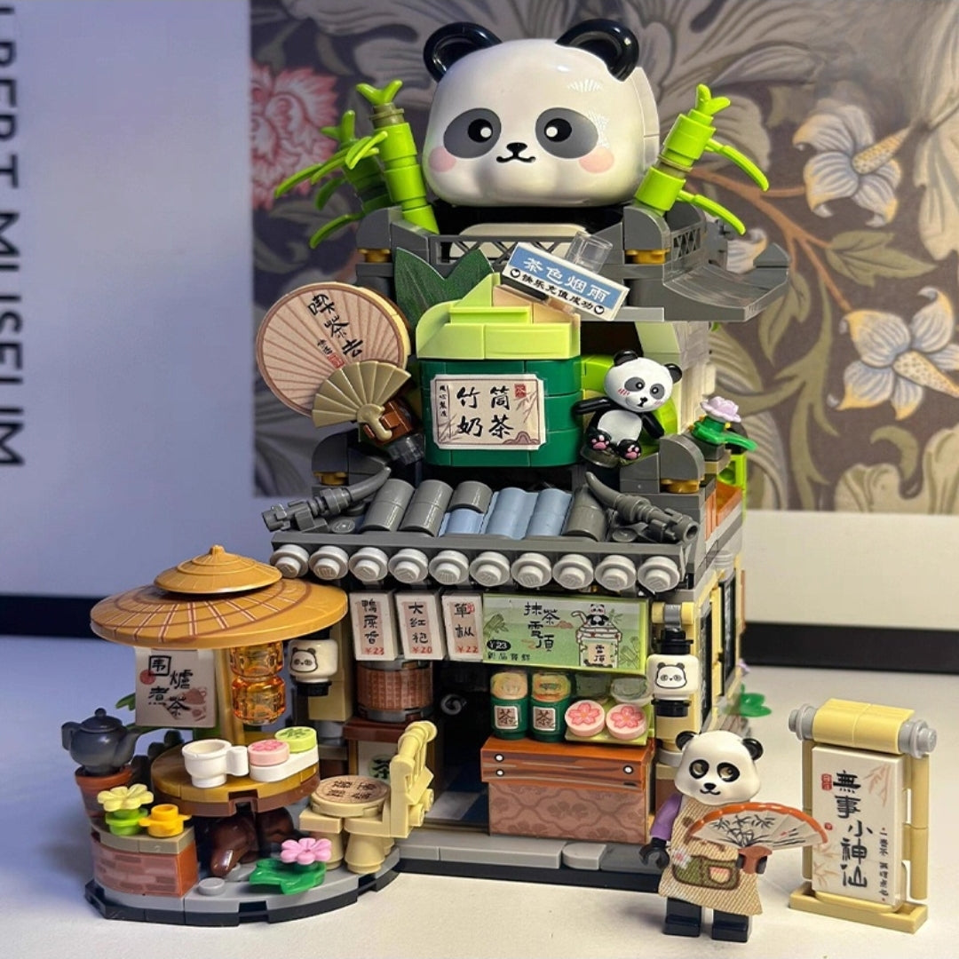 Panda Tea House building block kit for collectors