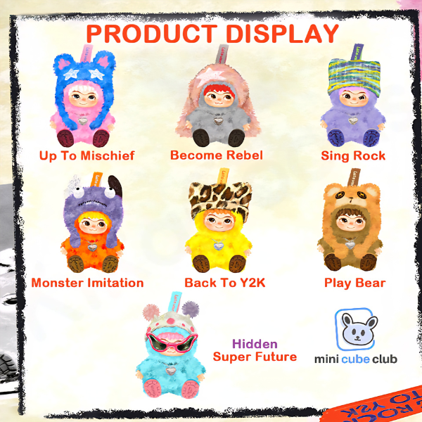 WAKUKU Fuzzy Trendy Fun Party collectible plush blind box toy